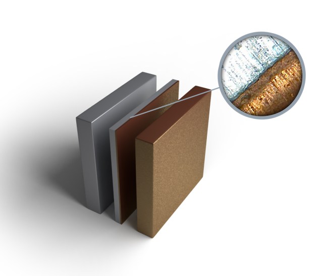 Bi-metal in an aluminium, bi-metal, copper sandwich